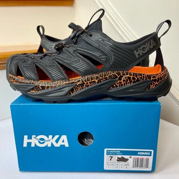 NWT Hoka Hopara Hiking Sandal Wet / Dry exploring shoe - blue graphite / orange
